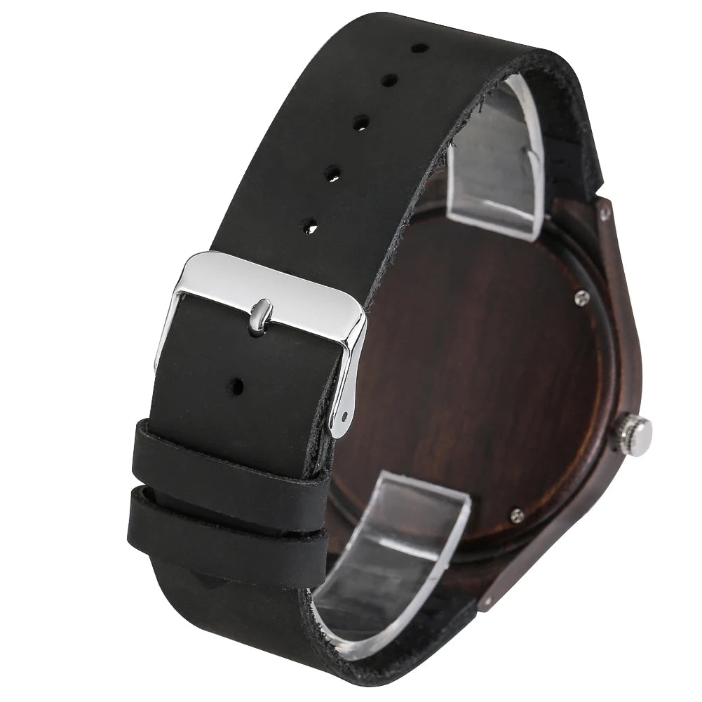 Bob Bird Watch Case Quartz Wristwatch Black Genuine Leather Watch