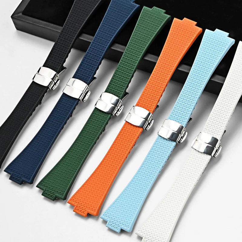 11mm 12mm FKM Convex Strap for Tissot PRX Series Super Player 35mm 40mm Fluoro Rubber Quick Release Butterfly Buckle Watch Band
