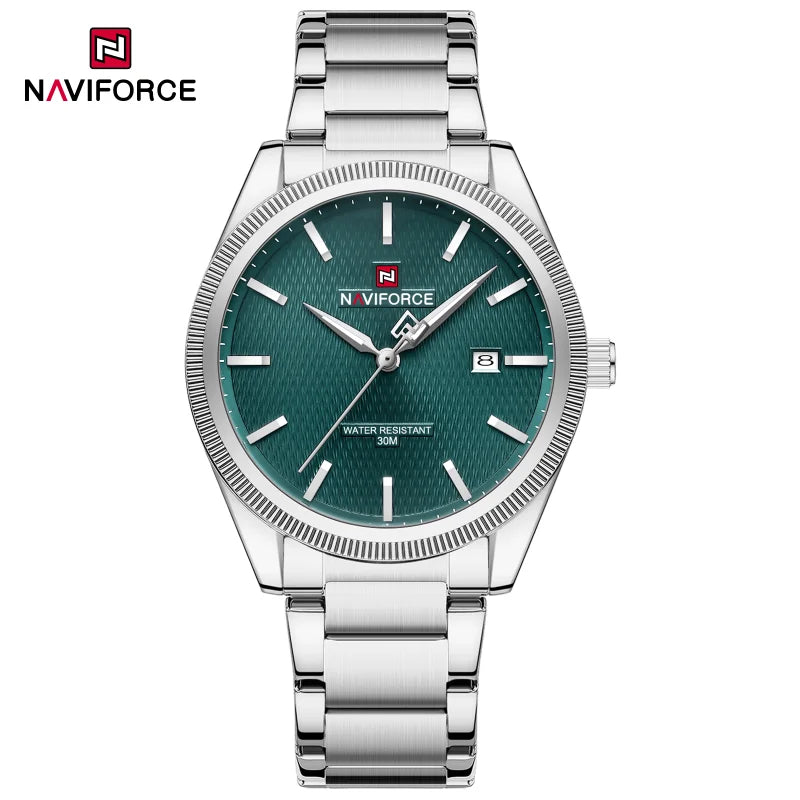 NAVIFORCE Men's Fashion Watch Luxury Business Quartz Wristwatch Stainless Steel Strap Waterproof Luminous Clock with Calendar