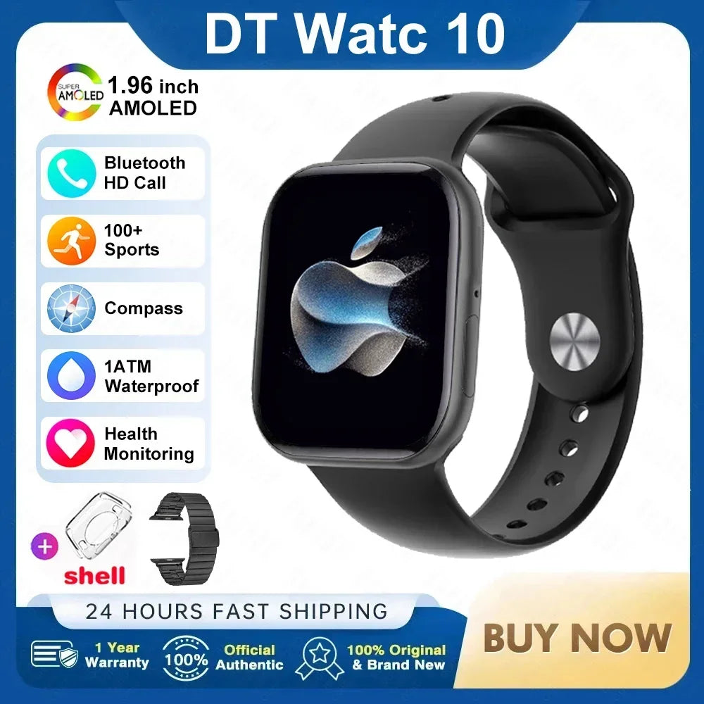 2025 New Original for Apple DT Watch 10 Smart Watch Men AMOLED 4GB Memory Music 3D Surround BT Call Waterproof smart watch Woman