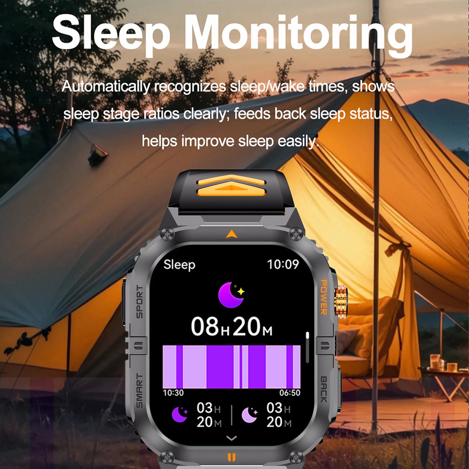 2.0 Inch Screen Smart Sports Watch Fitness Tracker 1000mAh with LED Flashlight 100+ Sports Modes Bluetooth Call for Men Women