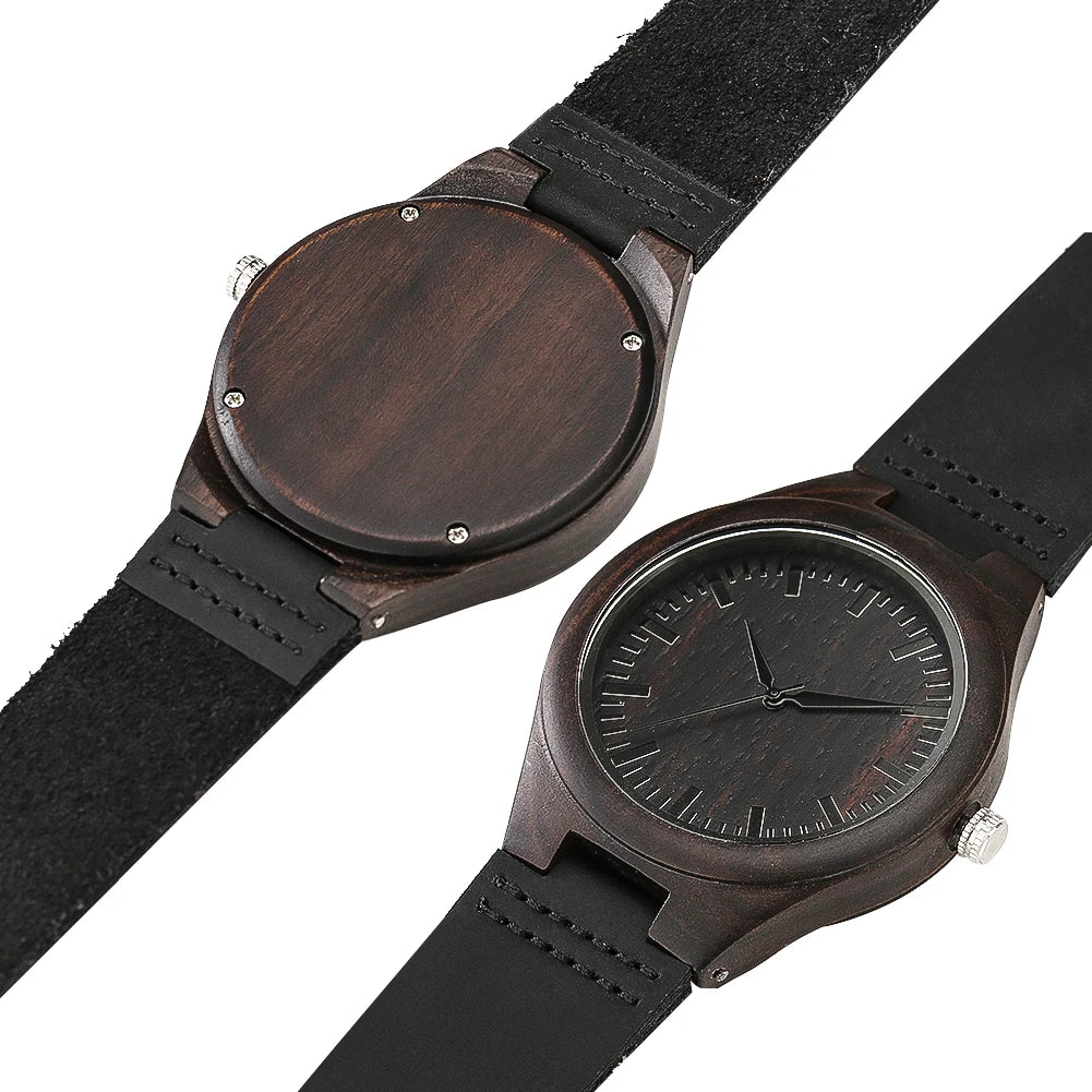 Bob Bird Watch Case Quartz Wristwatch Black Genuine Leather Watch