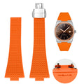 11mm 12mm FKM Convex Strap for Tissot PRX Series Super Player 35mm 40mm Fluoro Rubber Quick Release Butterfly Buckle Watch Band