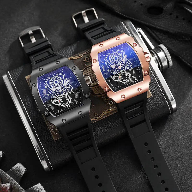 1/2PCS Fashion Men Watches Luxury Large Dial Quartz Watch Casual Silicone Band Men's Sports Watches Reloj Hombre（Without Box）