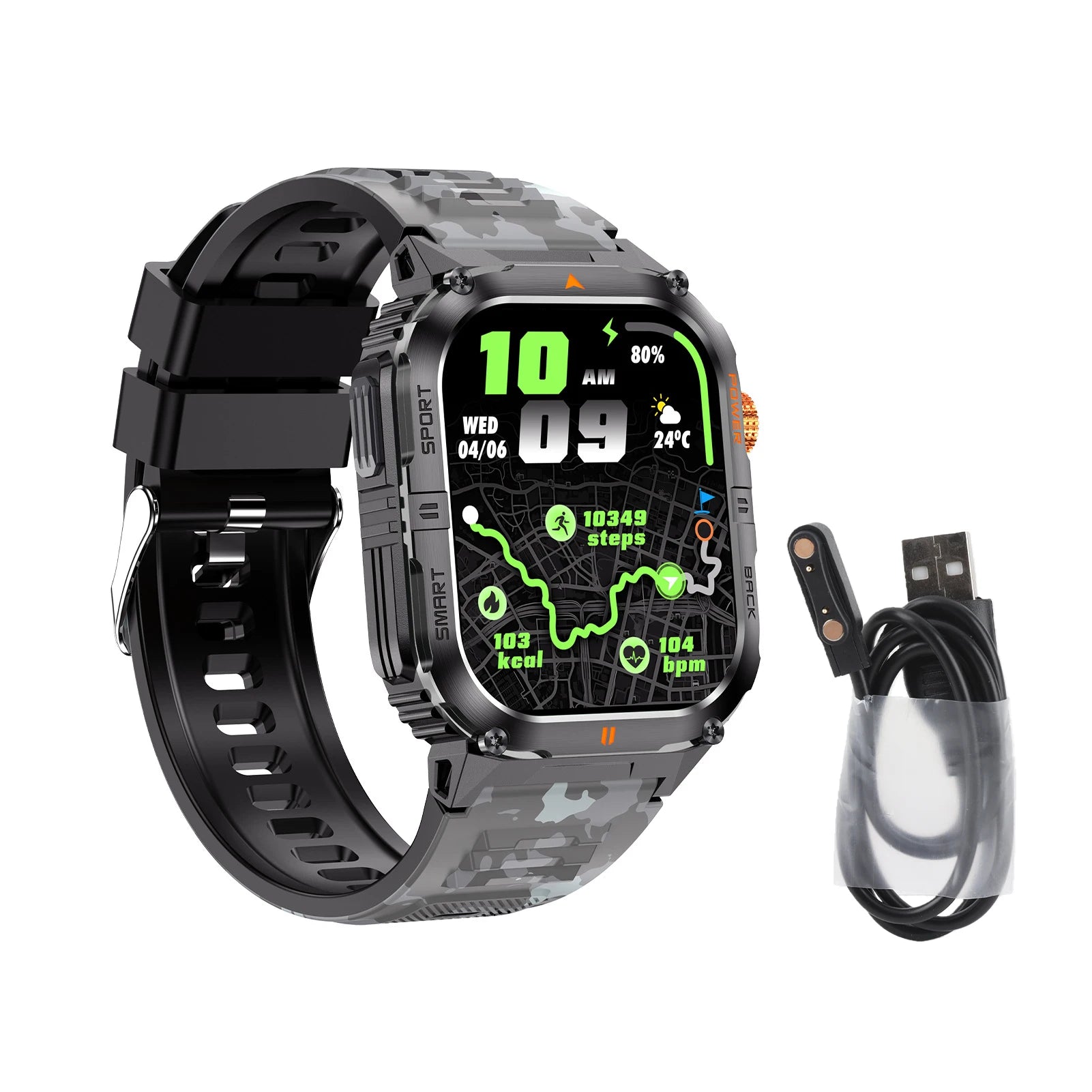 2.0 Inch Screen Smart Sports Watch Fitness Tracker 1000mAh with LED Flashlight 100+ Sports Modes Bluetooth Call for Men Women
