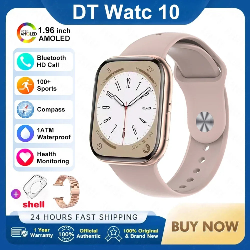 2025 New Original for Apple DT Watch 10 Smart Watch Men AMOLED 4GB Memory Music 3D Surround BT Call Waterproof smart watch Woman